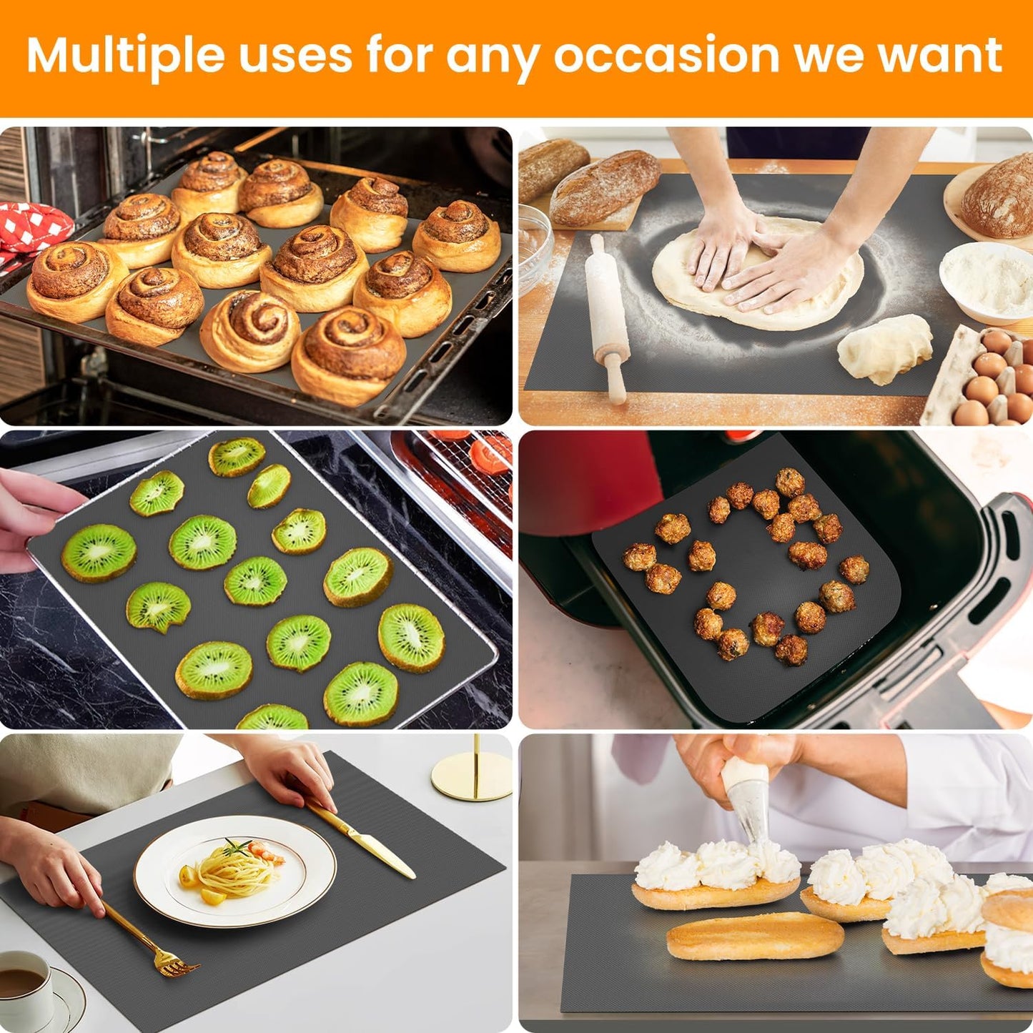 Silicone Baking Mat Roll- Cut To Size Silicone Mat - Reusable Baking Mat, Silicone Pastry Mats for Rolling Dough, Non Stick Food Grade Silicone Sub Mat Roll, Kitchen Counter Mat