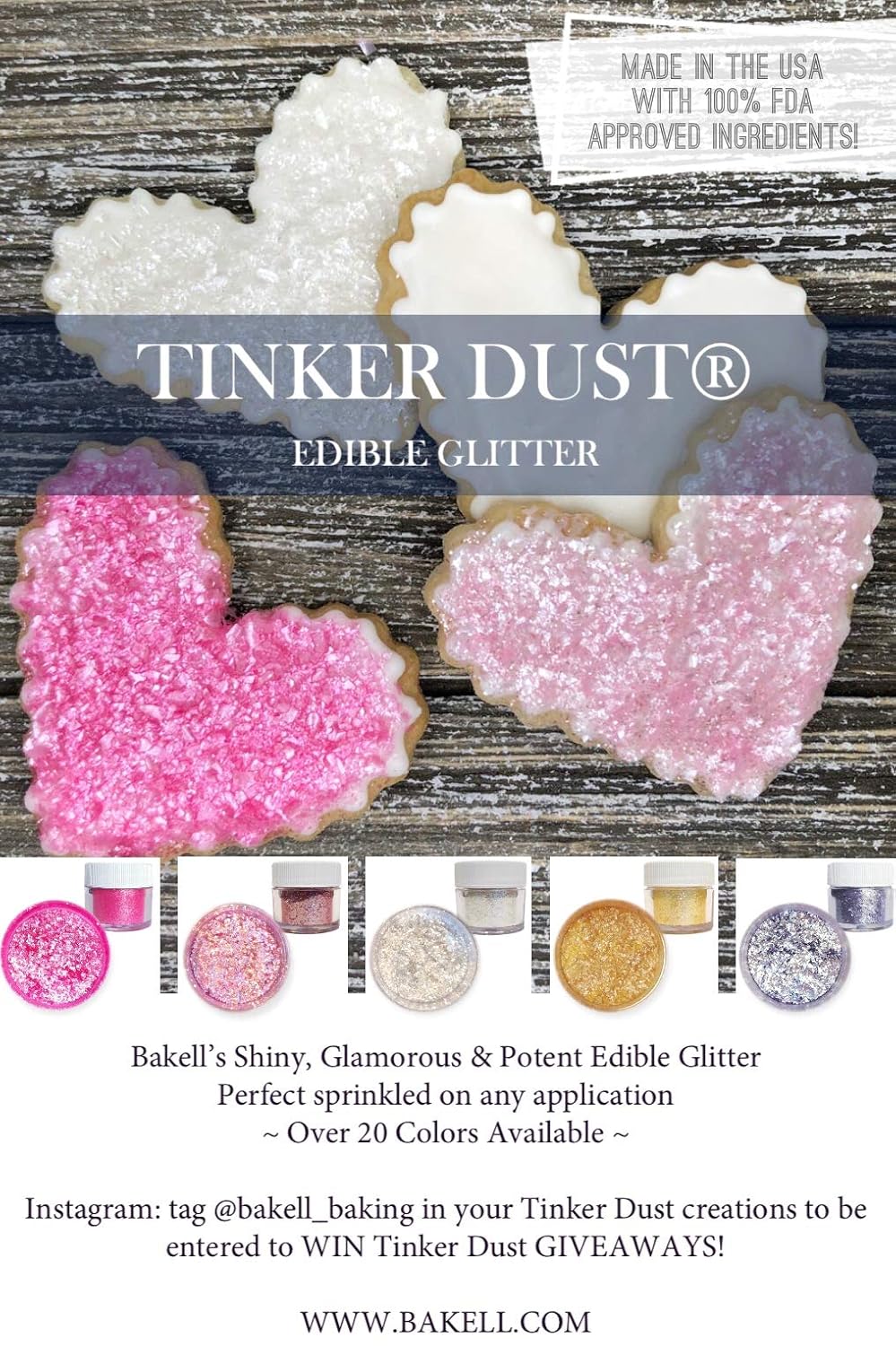 Bakell Tinker Dust - Black Shimmer (25g 1x Jar) | Edible Glitter for Cakes, Cupcakes, Cake Pops, Drinks, Dessert