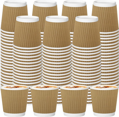 120 Pack Paper Espresso Coffee Cups, 4 oz Disposable Coffee Cups,Corrugated Insulated Ripple Wall, Paper Ripple Cup for Coffee, Hot Chocolate and Hot Tea Drinks -Champagne