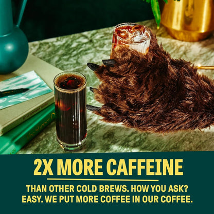 Wandering Bear Espresso Roast Organic Cold Brew Coffee, 32 fl oz, 6 pack - Extra Strong, Bold, Smooth, Unsweetened, Shelf-Stable, Ready to Drink, 100% Organic, Iced Cold Brewed Coffee Drinks
