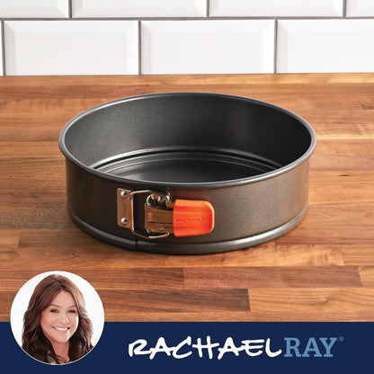 Rachael Ray Oven Lovin' Nonstick Bakeware Springform Baking Pan/ Springform Cake Pan / Cheesecake Pan With Grips, Round - 9 Inch, Gray