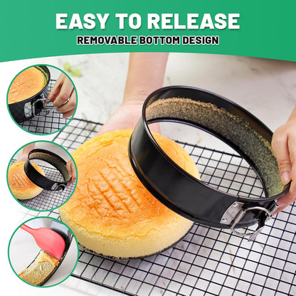 Springform Cake Pan Set,Non-Stick Springform Pans Set of 3 (4, 7, 9 inches),Leak-Proof Round Cake Pans with Removable Bottom for Baking Cake Pie Pizza and Quiches (Black3)