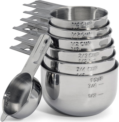 Hudson Essentials Stainless Steel Measuring Cups Set - Stackable Set with Spout