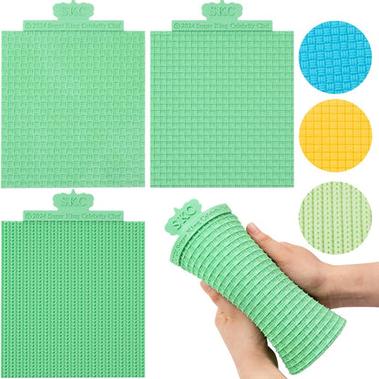 KALAIEN Sweater Texture Fondant Impression Mats Knit Fondant Embosser Texture Mats for Clay Cake Decorating Fondant Molds Set of 3