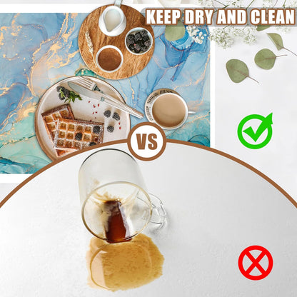 Turquoise and Blue Marble Coffee Mat Absorbent Dish Drying Mat for Kitchen Counter Hide Stain Rubber Backed Coffee Bar Accessories Fit Under Espresso Machine Cafe Table, 15.7 x 23.6 Inch