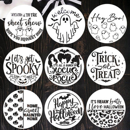 Halloween Stencils for Painting on Wood 12” Large Halloween Stencil Hey Boo Trick or Treat Hocus Pocus Templates for Door Hanger Porch Sign Shirt Painting