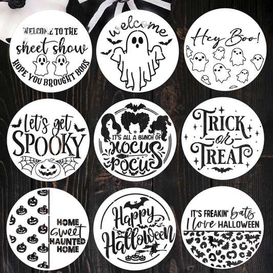 Halloween Stencils for Painting on Wood 12” Large Halloween Stencil Hey Boo Trick or Treat Hocus Pocus Templates for Door Hanger Porch Sign Shirt Painting