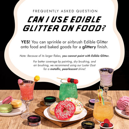MONÉGASQUE Snow White Edible Glitter for Drinks 10g – White Edible Glitter for Cakes & Halloween Cocktails - Champagne & Cocktail Drink Shimmer - Cake Decorations Spray & Food Decorating Sprinkles