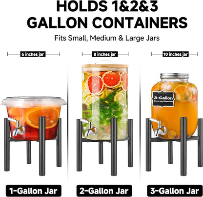 Adjustable Drink Dispenser Stand,Beverage Dispenser Stand only,Fit 1-3 Gallon Container,Water Jug Jar,Beverage Dispenser,Glass Water Jug,for Parties outdoors (For 6-10 Inches Dispenser)