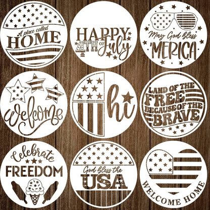 Patriotic Welcome Stencils 12” 4th of July Stencil Independence Day Stencils for Painting on Wood Door Hanger Porch Sign Decor