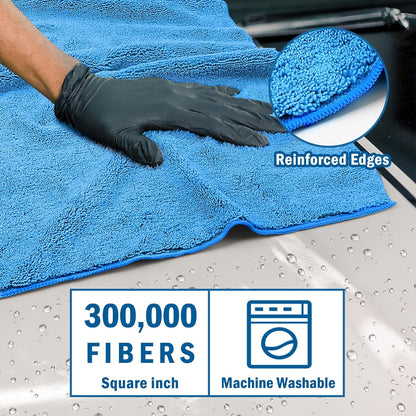 HOMEXCEL Professional Large Microfiber Car Drying Towels 2 Pack, Lint Free, Scratch Free, Highly Absorbent Drying Towel for Cars, SUVs, RVs, Trucks, and Boats,31" x 24",Blue