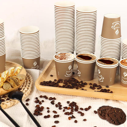 4 oz Paper Coffee Cups - 500 Pack Paper Espresso Cups, Disposable Coffee Cup, Small Paper Cup for Hot or Cold Beverage, Espresso, Capucino for Party, Picnic, Home, Office and Business (Brown)