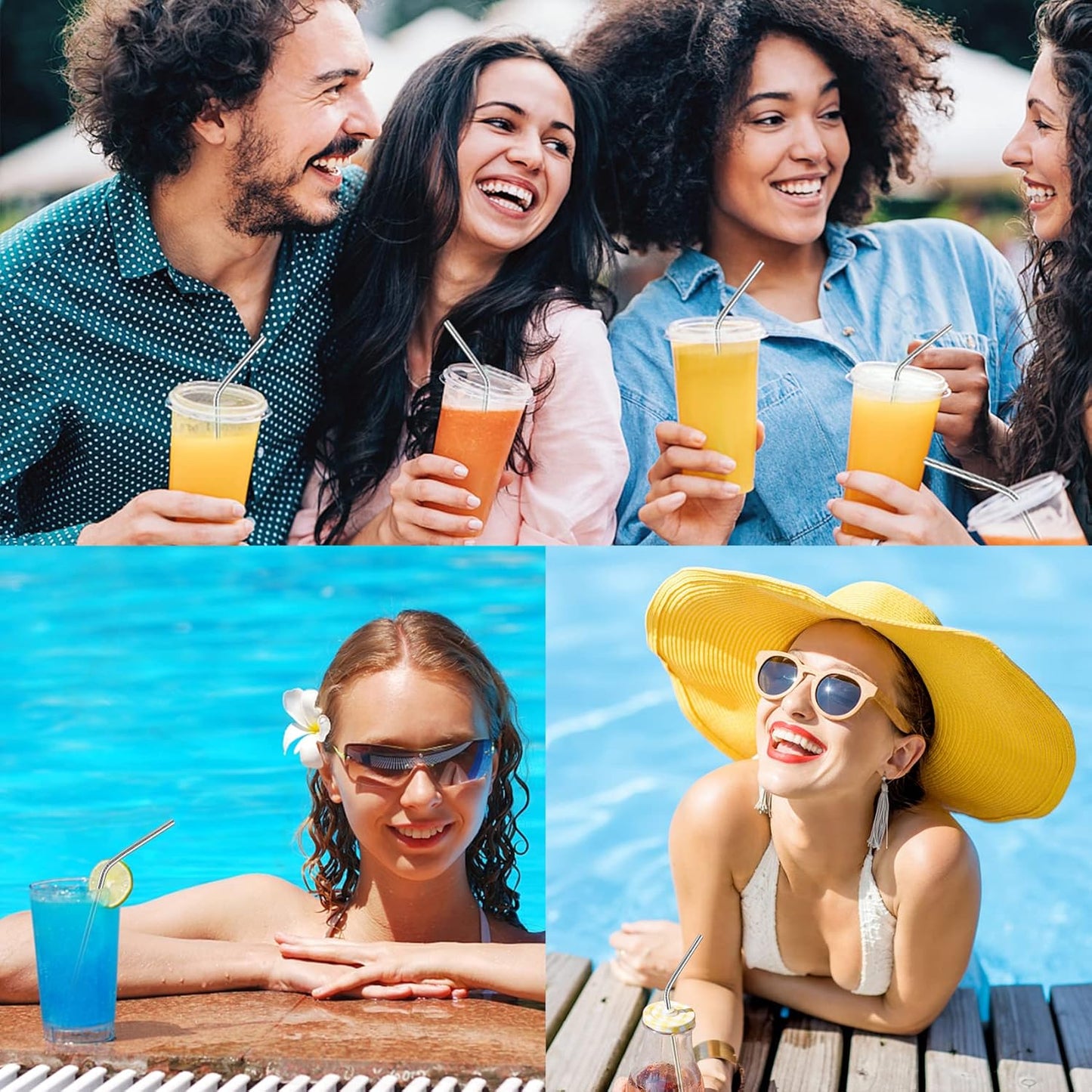 Acerich 6 Pcs Stainless Steel Straws, Reusable Metal Straws for 30 oz & 20 oz Tumblers Cups Mugs Cold Beverage, Free Cleaning Brush Included