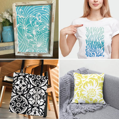 8 Pieces Stencils for Painting Reusable Corals Flowers Leaves Stencils Template Spray Paint Crafts Stencil for DIY Wood Wall Canvas Floor Furniture Crafts