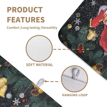 Christmas Santa Claus Dish Drying Mat Winter Drying Dish Mat for Kitchen Countertops Xmas Dish Dryer Mat Microfiber Dishes Drainer Pad Dish Drying Pad (18x24 in)