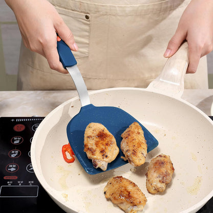 To encounter 2 Pieces Silicone Spatula set, Non-Stick Turner Spatulas, Heat Resistant Silicone Cooking Flipper for Eggs, Fish, Pancakes, Navy Blue