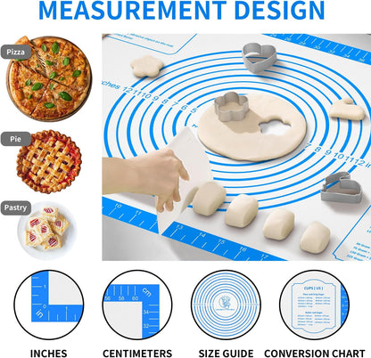 Non Stick Silicone Pastry Mat, Macaron Silicone Baking Mat for Making Pizza Cookie Bread,Pie Crust Oven Liner, Mat Non-Slip Fondant Mat Extra Large 32" x 24"