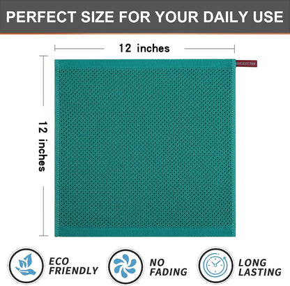 Kitinjoy 100% Cotton Kitchen Dish Cloths, 8 Pack Waffle Weave Ultra Soft Absorbent Dish Towels for Drying Dishes Quick Drying Kitchen Towels Dish Rags, 12 X 12 Inches, Teal
