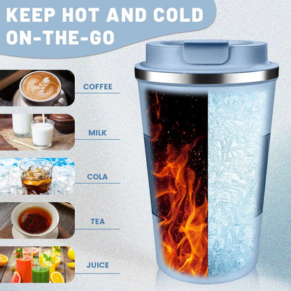Insulated Coffee Tumblers with Flip Lid 12oz / 17oz, Stainless Steel Travel Coffee Mug Leak Proof, Vacuum Insulated Coffee Mug Reusable Cup, Keeps Cold and Hot for Coffee Tea