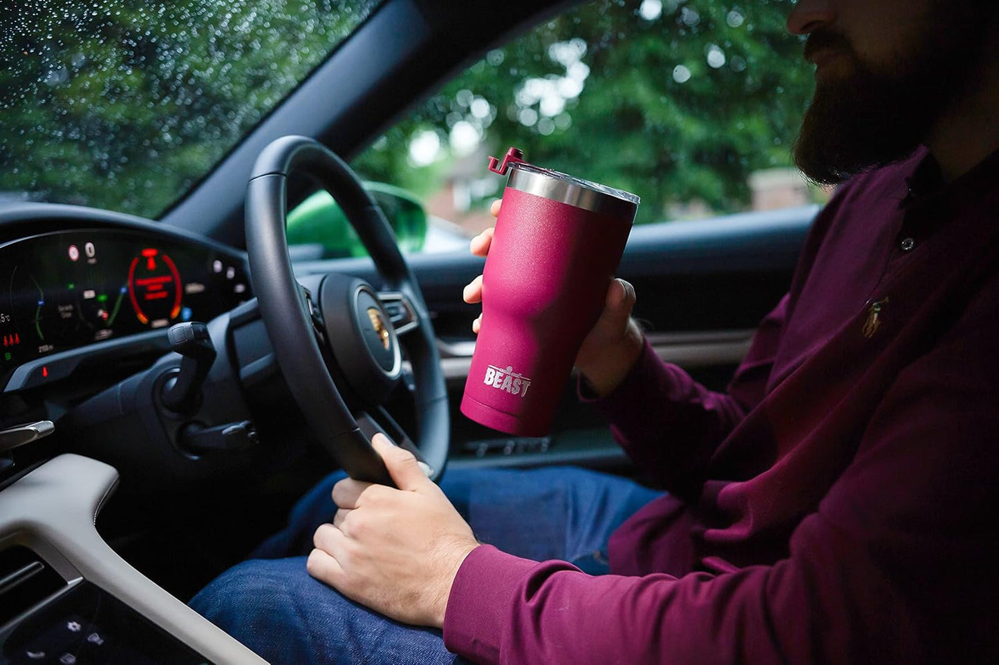 Beast 20 oz Tumbler Stainless Steel Vacuum Insulated Coffee Ice Cup Double Wall Travel Flask (Cranberry Red)