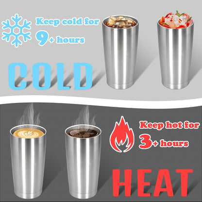 20 oz Tumbler with lid Double Wall Vacuum Insulated Tumblers Stainless Steel Coffee Mug Travel Coffee Tumbler Powder Coated Tumbler Cup Keep Hot&Cold - (Stainless 12 Pack)