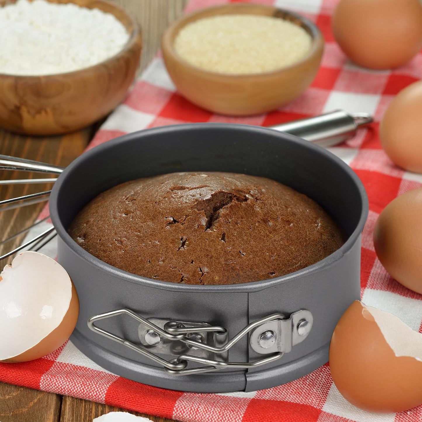 8 Pcs Mini Springform Cake Pans, 4.7 Inch Nonstick Round Cake Tin with Removable Bottom, Small Cheesecake Pans for Baking, Pizzas Quiches (Dark Grey)