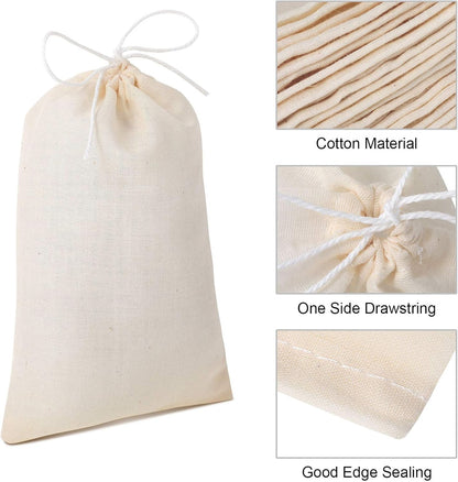 Boao 50 Pcs Cheese Cloth Tea Bags 4 x 6 Inch for Straining Reusable Tea Filter Loose Empty Soup Spice Bags for Cooking Cold Brew Coffee Muslin Strainer