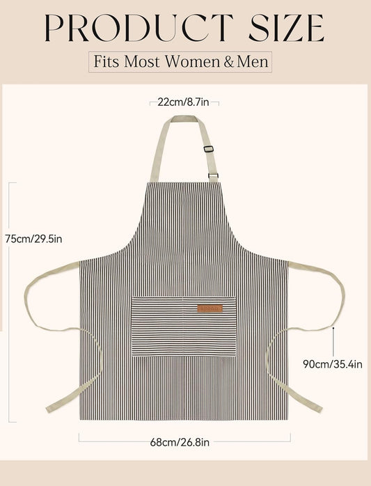 2 Pack Kitchen Cooking Aprons, Soft Aprons for Women Men with 2 Pockets Chef Apron with Adjustable Neck Strap and Long Tie