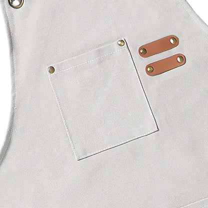 AFUN Chef Aprons for Men Women with Large Pockets, Cotton Canvas Cross Back Heavy Duty Adjustable Work Apron, Size M to XXL (Beige)