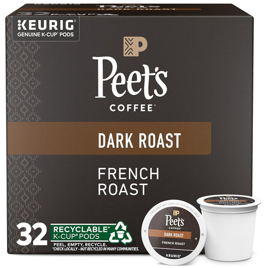 Peet's Coffee, Dark Roast Keurig K-Cup Pods - French Roast 32 Count (1 Box of 32 K-Cup Pods)