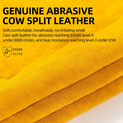 Vgo... 1-Pairs Unlined Cowhide Split Leather Work and Driver Gloves, for Heavy Duty, Truck Driving, Warehouse, Gardening, Farm (Size S, Gold, CB9501)
