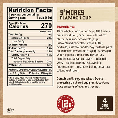Kodiak Cakes Protein Pancake On The Go Flapjack Cups Mix; Buttermilk, Chocolate Chip, & S’mores Variety Pack