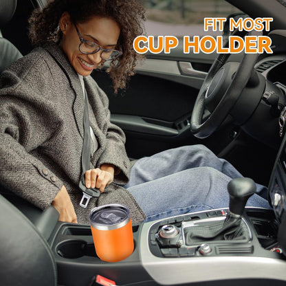 30 oz Tumbler with Lid Stainless Steel Tumblers Bulk Vacuum Insulated Cup Reusable Powder Coated Travel Mug Double Wall Leak Proof Cups Keep Cold Drinks for 12 Hours Orange, Set of 4