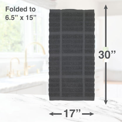 All-Clad Solid Kitchen Towels: Highly Absorbent, Super Soft Long Lasting - 100% Cotton, 17"x30" Tea Towels for Cleaning & Drying Dishes, Pans, Glassware, or Countertops, (2-Pack), Pewter