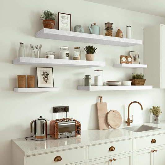 Vivelove 10 inches Deep Floating Shelves 36 inch Long, Wall Shelves Heavy Duty 70 lbs for Bedroom, Bathroom, Living Room, Kitchen, Office, Modern Shelf Home Decor with Invisible Bracket, White