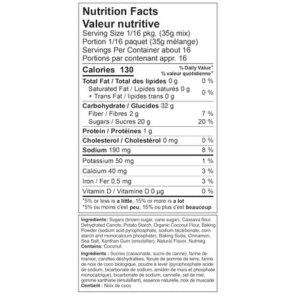 XO Baking Co. Gluten Free Carrot Cake Gourmet Cake Mix; Contains Real Carrots; Non-GMO; Kosher; Rice Free; Soy Free; Dairy Free; Peanut Free; No Preservatives; No Artificial Flavors or Colors, 20oz