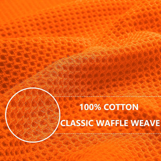 Homaxy 100% Cotton Waffle Weave Kitchen Dish Cloths, Ultra Soft Absorbent Quick Drying Dish Towels, 12 x 12 Inches, 6-Pack, Orange