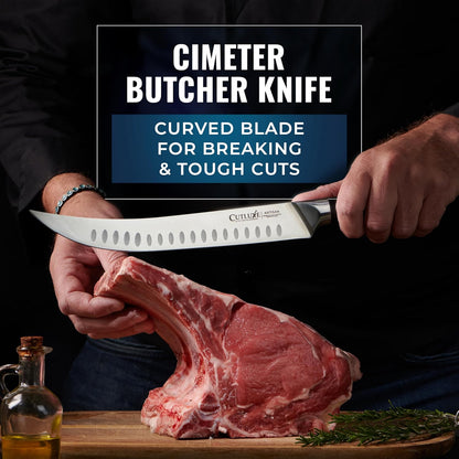 Cutluxe Butcher Knife Set – BBQ Brisket, Breaking & Boning Knife – Slicing Carving Knife Set for Meat Cutting, Ultra Sharp German Steel, Full Tang, Ergonomic Handles – Artisan Series