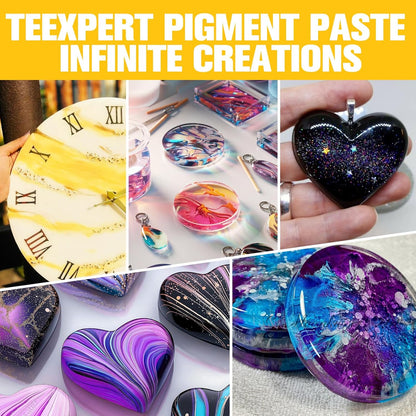 Teexpert Pigment Paste for Epoxy Resin: 10.15oz/300ml Highly Concentrated & Easy to Mix 6 Colors Opaque Liquid Epoxica Dye Set for Resin Coloring, Resina Art Painting and DIY Projects