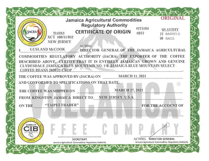 Jamaican Blue Mountain Coffee, Clifton Mount Estate, 100% Certified, Ground, Fresh Roasted, 16-ounce