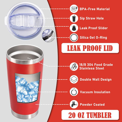 20 oz Tumbler Coffee Tavel Tumblers Bulk with Lid Stainless Steel Double Wall Vacuum Insulated Mug Powder Coated Cups fit Car Cupholder for Hot and Cold - Red, 12Pack