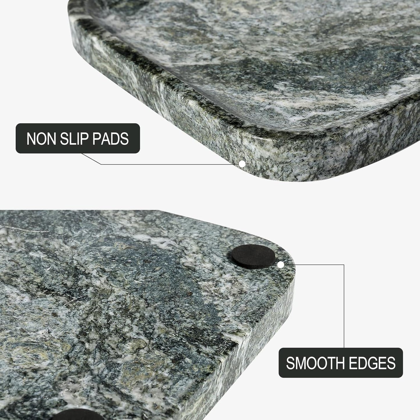 Koville Marble Tray, 12"x8" Natural Marble Vanity Tray for Countertop Bathroom Kitchen Dresser, Decorative Catchall Trays for Perfume Jewelry, Rectangular Stone Serving Tray(Green)