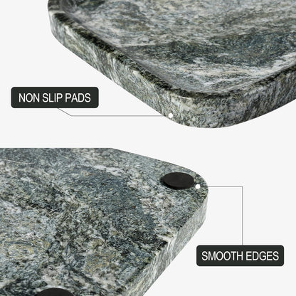 Koville Marble Tray, 12"x8" Natural Marble Vanity Tray for Countertop Bathroom Kitchen Dresser, Decorative Catchall Trays for Perfume Jewelry, Rectangular Stone Serving Tray(Green)