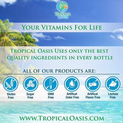 Tropical Oasis - Premium Ionized Plant Based Trace Minerals Liquid Formula- 74 essential minerals in liquid form for up to 96% Absorption - 16 oz, 32 servings