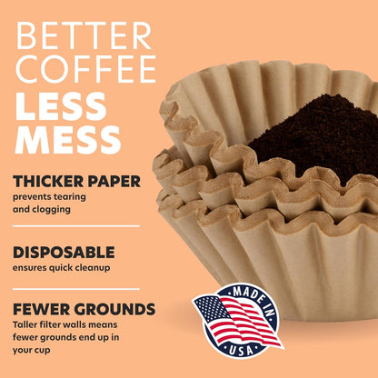 Tupkee Coffee Filters 8-12 Cups - 1200 Count, Basket Style, Natural Brown Unbleached Coffee Filter, Made in the USA