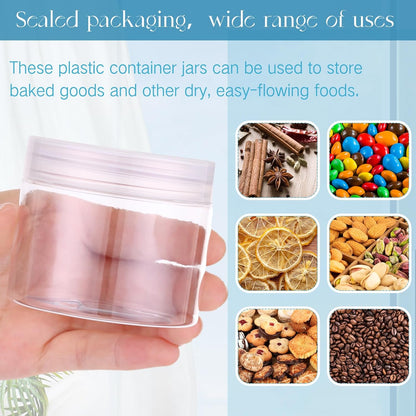 Patelai 4 Pieces Round Wide-mouth Leak Proof Plastic Container Jars with Lids for Travel Storage Makeup Beauty Products Face Creams Oils Salves Ointments DIY Making(6 Ounce,Clear)