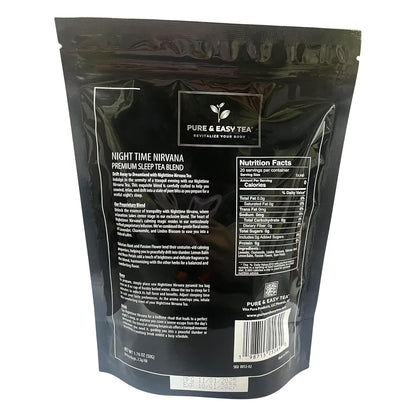 Pure And Easy Tea, Nighttime Nirvana, Natural Sleep & Relaxation Tea, Caffeine-Free Loose Leaf Blend with Chamomile, Lavender & Lemon Balm, Premium Wellness Tea, 20 BPA-Free Sachets
