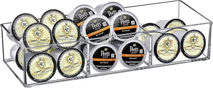 Amazing Abby - Deja Brew - Acrylic 3-Compartment Coffee Pod Holder, Large-Capacity Plastic Coffee Capsule Storage, BPA-Free and Shatter-Proof, Great for Use on Countertop or in Drawer