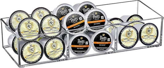 Amazing Abby - Deja Brew - Acrylic 3-Compartment Coffee Pod Holder, Large-Capacity Plastic Coffee Capsule Storage, BPA-Free and Shatter-Proof, Great for Use on Countertop or in Drawer