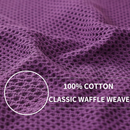 Homaxy 100% Cotton Waffle Weave Kitchen Dish Cloths, Ultra Soft Absorbent Quick Drying Dish Towels, 12 x 12 Inches, 6-Pack, Purple